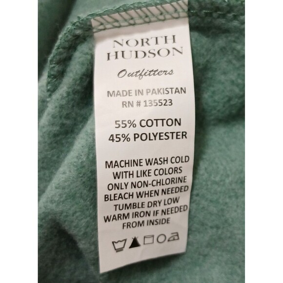 North Hudson Mens L Green Tech Fleece Crewneck Sweatshirt Long Sleeve Soft NWOT - Picture 7 of 7